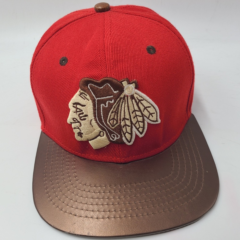Chicago Blackhawks Hat Strapback Zephyr Red Brown NHL Hockey Logo Flat Brim Men